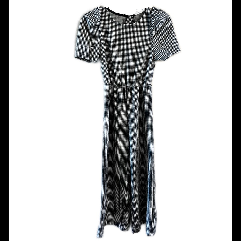 Zara plaid patterned jumpsuit white and black size 13-14
